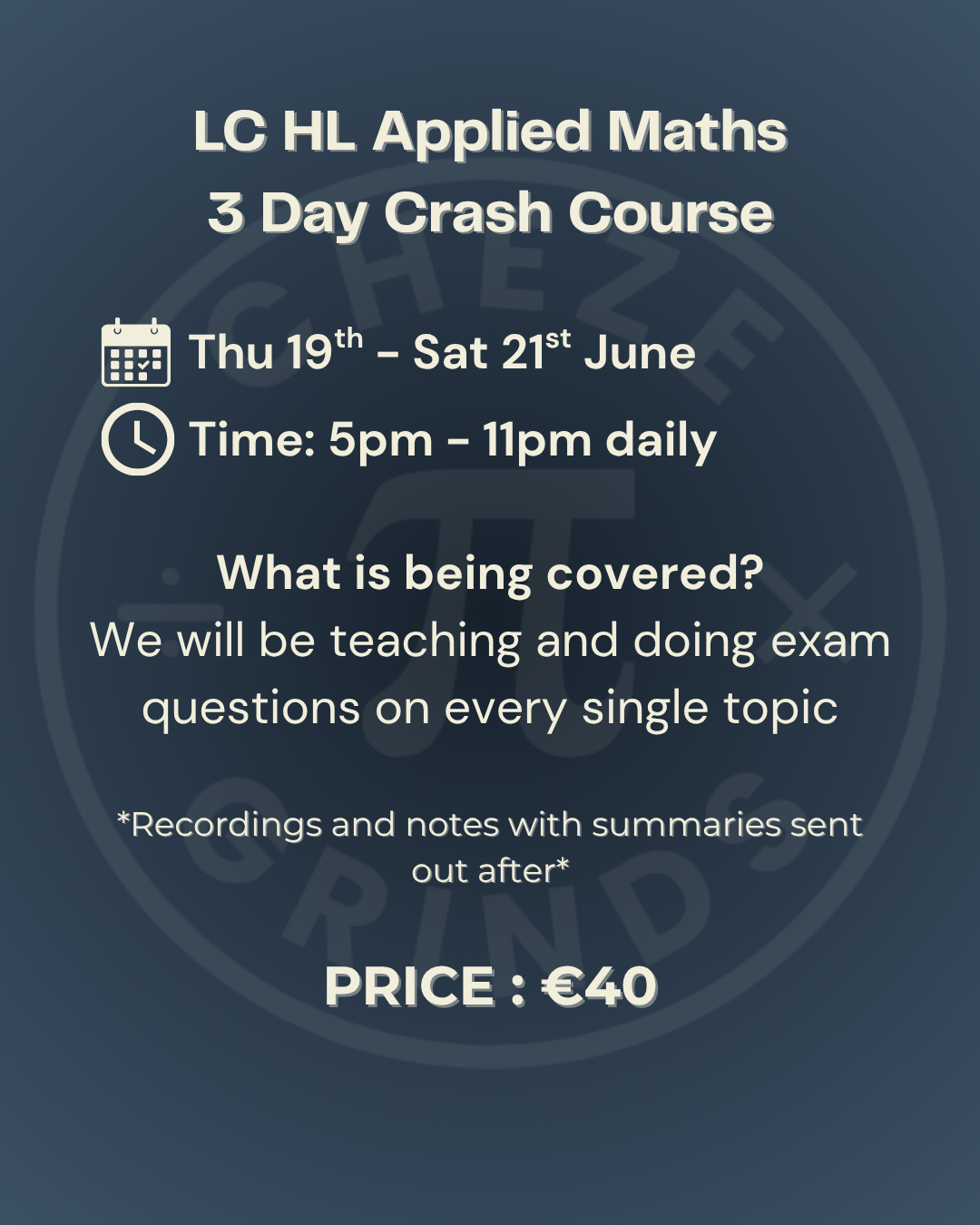 Applied Maths 3 Day Crash Course